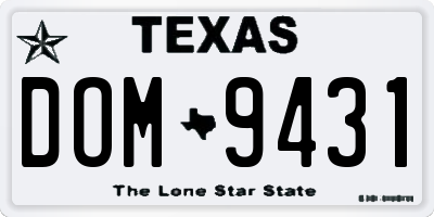 TX license plate DOM9431