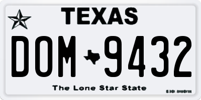 TX license plate DOM9432