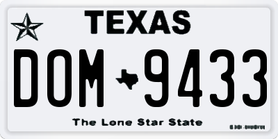 TX license plate DOM9433