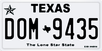 TX license plate DOM9435