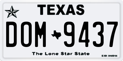 TX license plate DOM9437