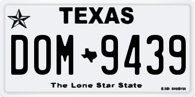 TX license plate DOM9439