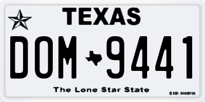 TX license plate DOM9441