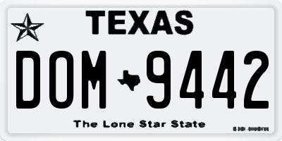 TX license plate DOM9442