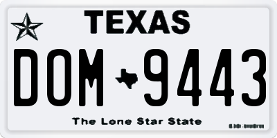 TX license plate DOM9443