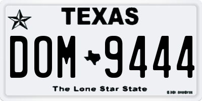 TX license plate DOM9444
