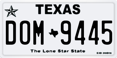 TX license plate DOM9445