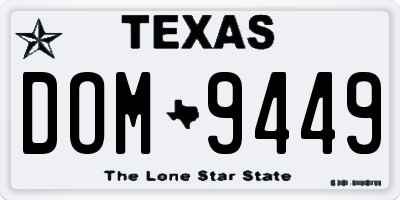 TX license plate DOM9449
