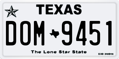 TX license plate DOM9451