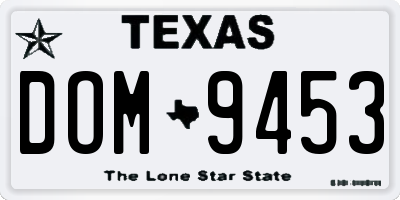 TX license plate DOM9453