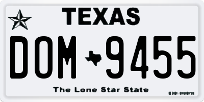 TX license plate DOM9455