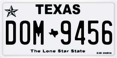 TX license plate DOM9456
