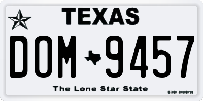 TX license plate DOM9457
