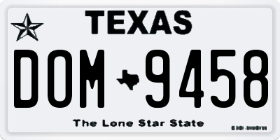 TX license plate DOM9458