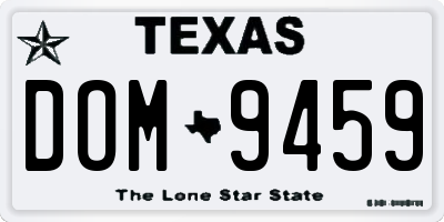 TX license plate DOM9459