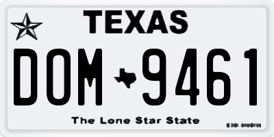 TX license plate DOM9461