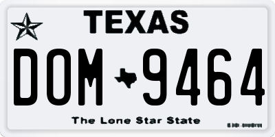 TX license plate DOM9464