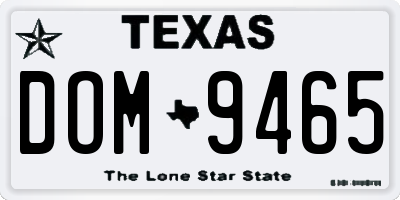 TX license plate DOM9465