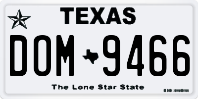TX license plate DOM9466