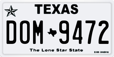 TX license plate DOM9472
