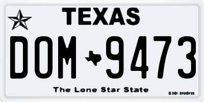TX license plate DOM9473