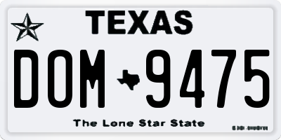 TX license plate DOM9475