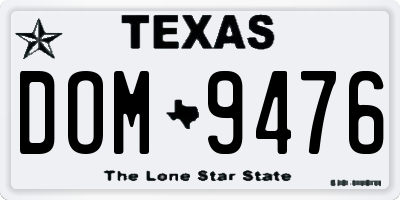 TX license plate DOM9476