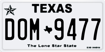TX license plate DOM9477