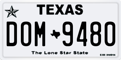 TX license plate DOM9480