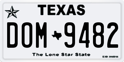 TX license plate DOM9482