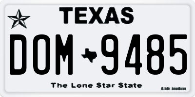 TX license plate DOM9485