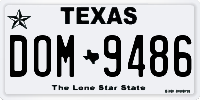 TX license plate DOM9486