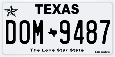 TX license plate DOM9487