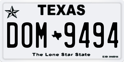 TX license plate DOM9494