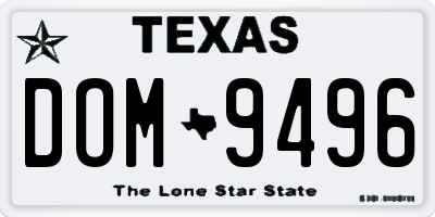 TX license plate DOM9496