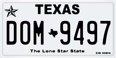 TX license plate DOM9497
