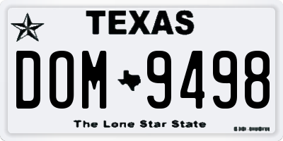 TX license plate DOM9498