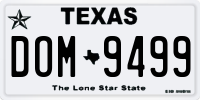 TX license plate DOM9499