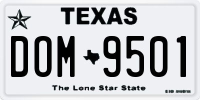 TX license plate DOM9501