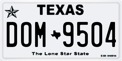 TX license plate DOM9504