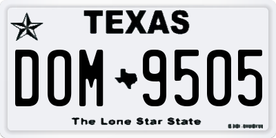 TX license plate DOM9505