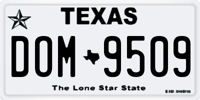 TX license plate DOM9509