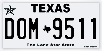 TX license plate DOM9511