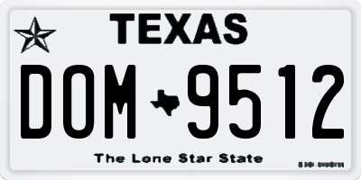TX license plate DOM9512