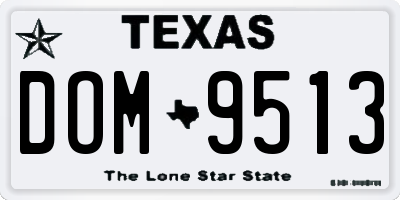 TX license plate DOM9513