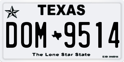TX license plate DOM9514