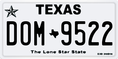 TX license plate DOM9522
