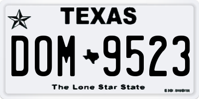 TX license plate DOM9523