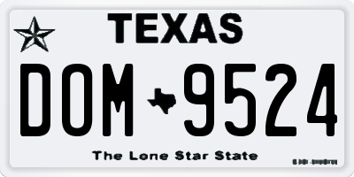 TX license plate DOM9524