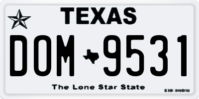 TX license plate DOM9531